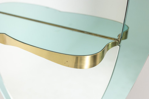 Miroir-console en verre bicolore et laiton doré. Circa 1950. LS60431154J