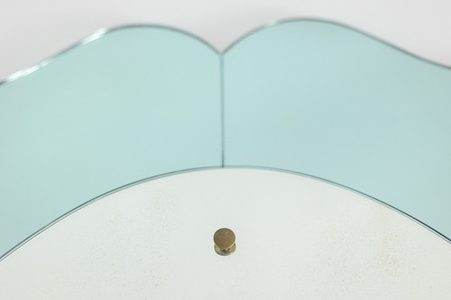 Miroir-console en verre bicolore et laiton doré. Circa 1950. LS60431154J