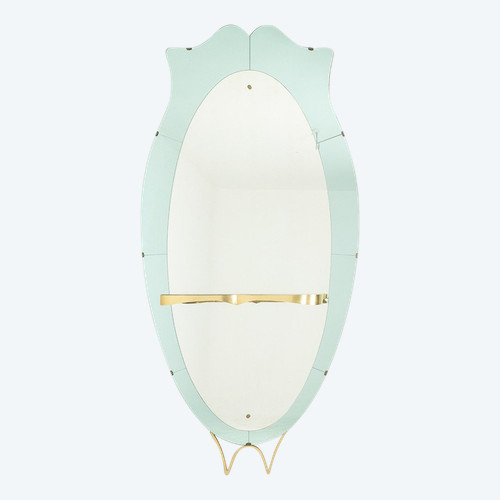 Miroir-console en verre bicolore et laiton doré. Circa 1950. LS60431154J