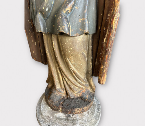 Importante Santo In Legno Policromo Del XVII Secolo - Scultura Religiosa - Santo - H 142 cm