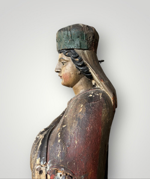 Importante Santo In Legno Policromo Del XVII Secolo - Scultura Religiosa - Santo - H 142 cm