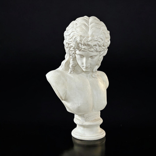 Busto in gesso di Eros di Centocelle o Amore di Prassitele Epoca XX Secolo H 62 Cm