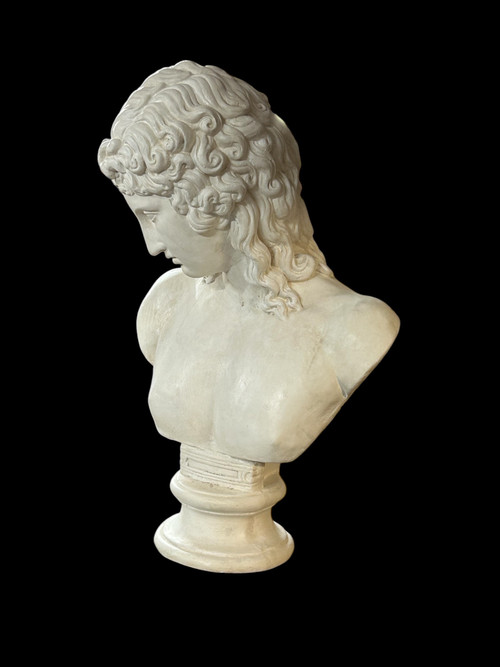 Busto in gesso di Eros di Centocelle o Amore di Prassitele Epoca XX Secolo H 62 Cm