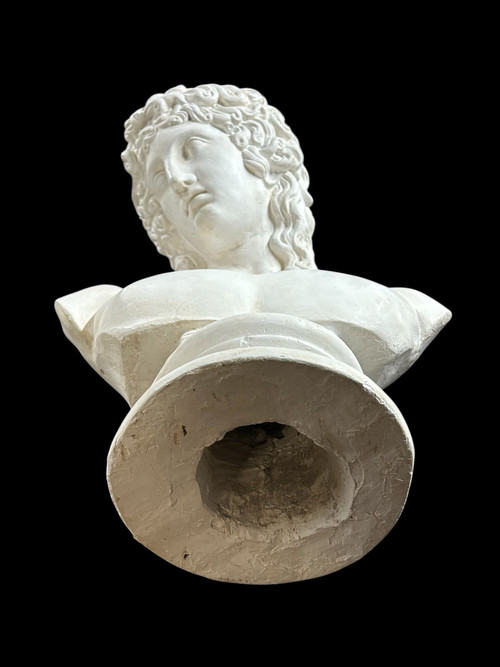 Busto in gesso di Eros di Centocelle o Amore di Prassitele Epoca XX Secolo H 62 Cm