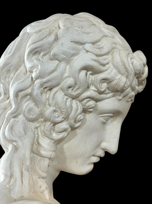 Busto in gesso di Eros di Centocelle o Amore di Prassitele Epoca XX Secolo H 62 Cm