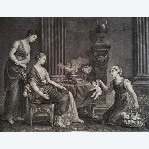 Engraving By Beauvarlet The Merchant Of Loves Etching 18th C Old Print