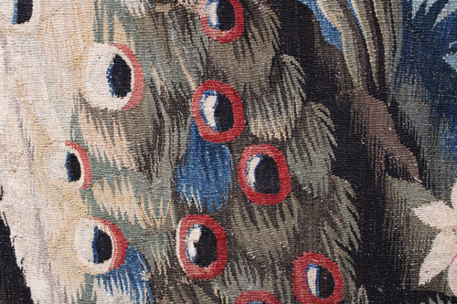  „Aubusson-Wandteppich „Exotische Landschaft mit Pfau und Pagode“ 18. Jahrhundert.“
