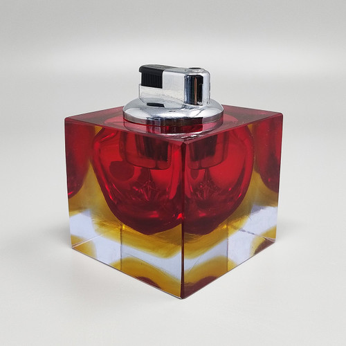 Atemberaubendes rotes Tischfeuerzeug aus Murano-Sommerso-Glas aus den 1960ern von Flavio Poli für Seguso