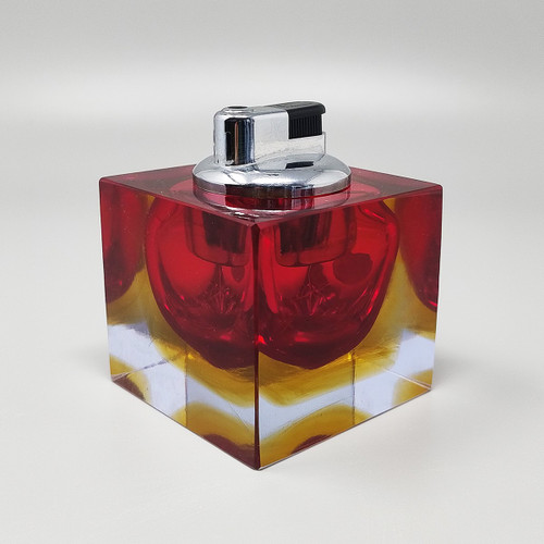Atemberaubendes rotes Tischfeuerzeug aus Murano-Sommerso-Glas aus den 1960ern von Flavio Poli für Seguso