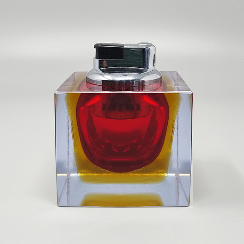 Atemberaubendes rotes Tischfeuerzeug aus Murano-Sommerso-Glas aus den 1960ern von Flavio Poli für Seguso
