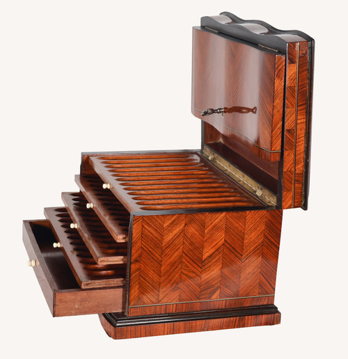 Marquetry cigar cellar from the Napoleon III period