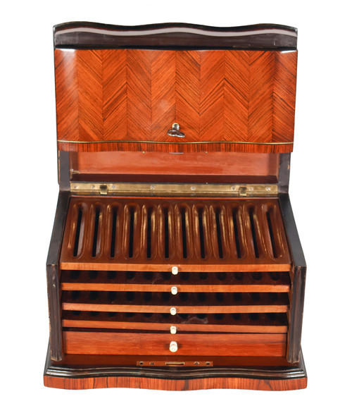 Marquetry cigar cellar from the Napoleon III period