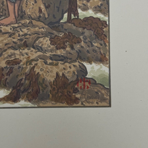 Lithographie par Henri Rivière Au Vent de Noroît - Les Mousses