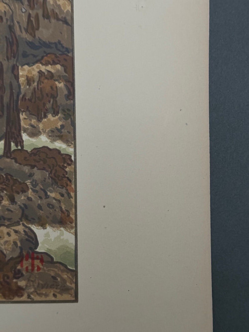 Lithographie par Henri Rivière Au Vent de Noroît - Les Mousses