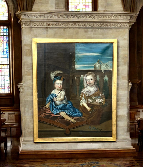 IMPORTANTE DIPINTO FINE XVII INIZIO XVIII "RITRATTO DI BAMBINI" 135 cm x 110 cm