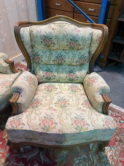 Wohnzimmersofa und ein Paar Sessel im Louis-XV-Stil