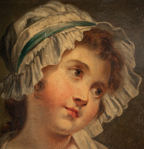 Jean-Baptiste Greuze (nach) Junges Mädchen mit Kopfschmuck, Öl auf Leinwand, um 1850-1880