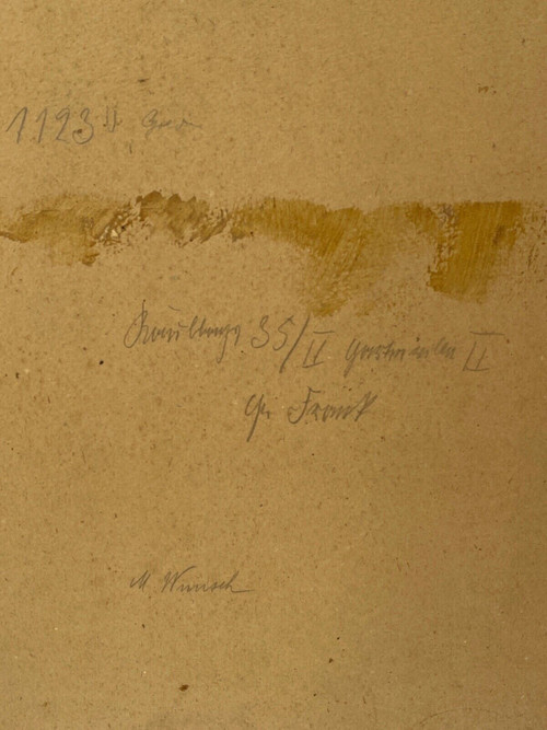 Olio su cartone Fanciulla con brocca fine XIX secolo Barbizon del sottobosco