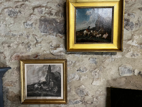 Huile sur toile par suiveur de Francesco CASANOVA,  et gravure réalisée par Le Vasseur,