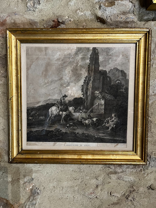 Huile sur toile par suiveur de Francesco CASANOVA,  et gravure réalisée par Le Vasseur,