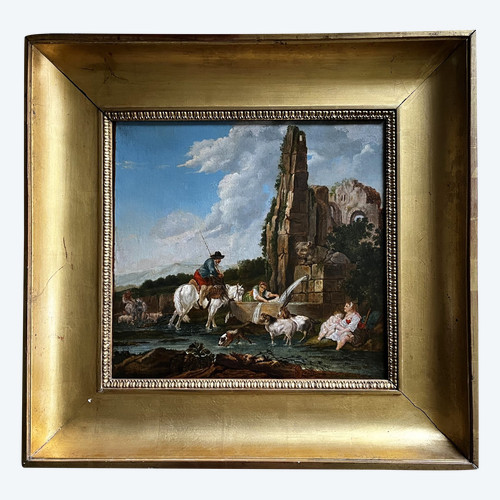 Huile sur toile par suiveur de Francesco CASANOVA,  et gravure réalisée par Le Vasseur,