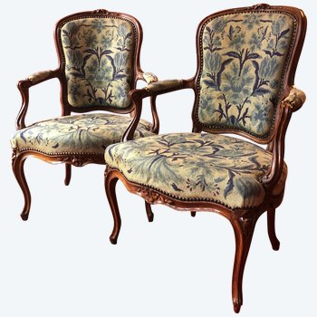 Estampillés Boulard, paire de fauteuils, époque Louis XV