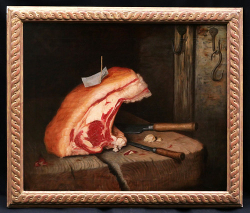 French Or Flemish School, First Half Of The 19th Century, Prime rib of beef On A Butcher's Block