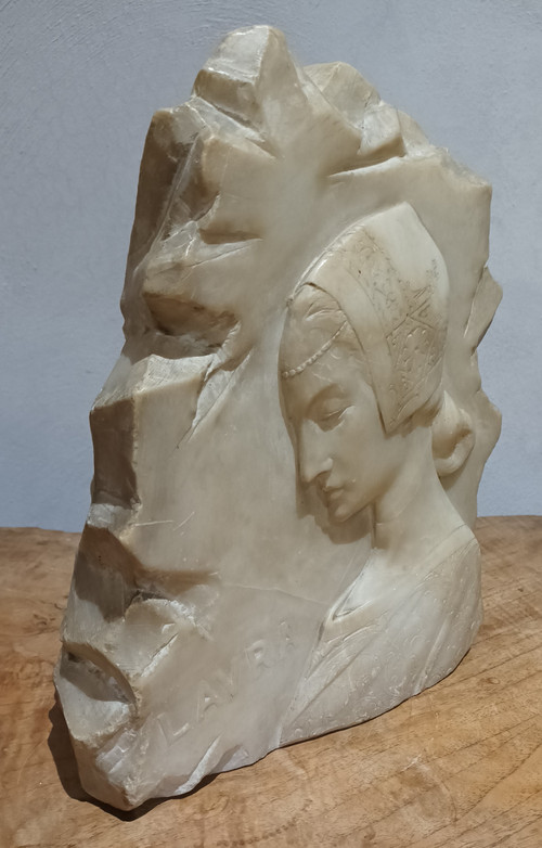 Emilio FIASCHI (1858-1941) LAVRA Sculpture en albâtre Florence Italie