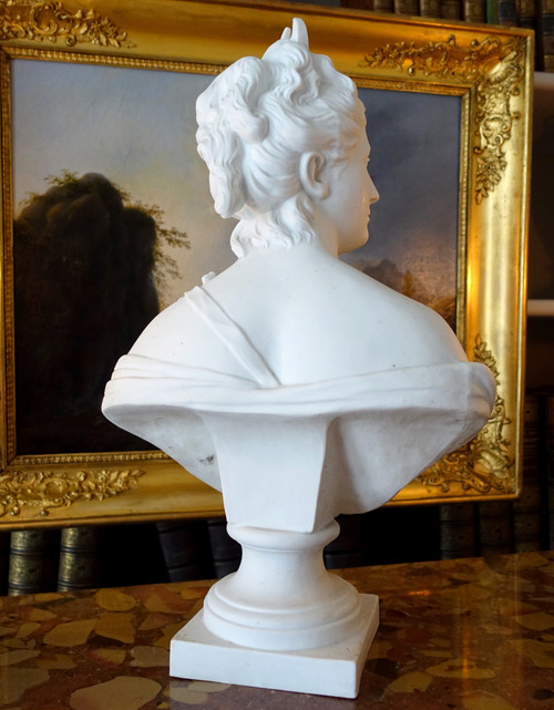 Bust of Diane de Houdon in biscuit porcelain - neoclassical decoration