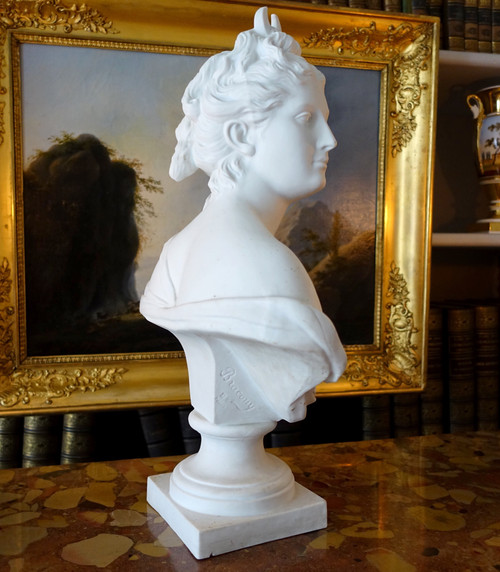 Bust of Diane de Houdon in biscuit porcelain - neoclassical decoration
