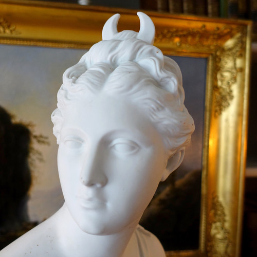 Bust of Diane de Houdon in biscuit porcelain - neoclassical decoration