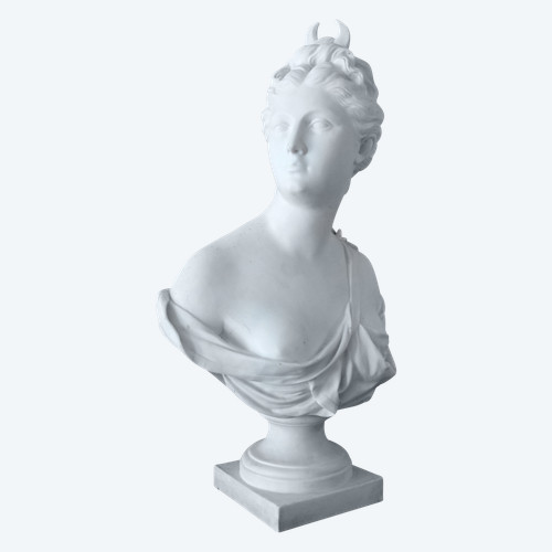 Bust of Diane de Houdon in biscuit porcelain - neoclassical decoration