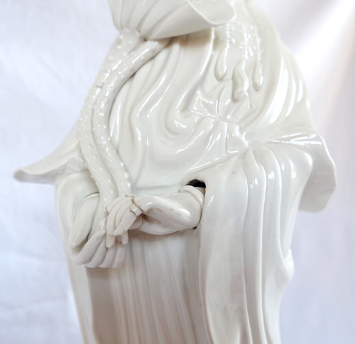 Large Guanyin statue in white Chinese porcelain - 60cm - chinoiserie decor / Chinese cabinet