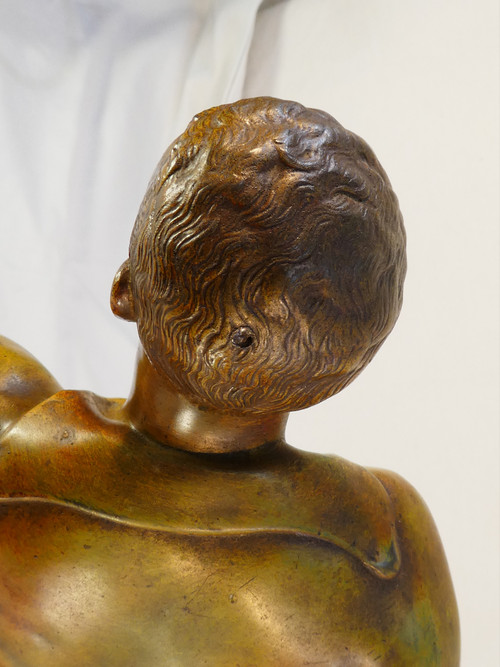 Statua regolamentare con base in marmo e onice Il Giocatore di Bocce