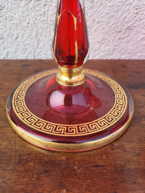 Suite De 10 Assiettes Et 2 Coupes à Fruits En Verre Rubis, Fin XIXème Siècle