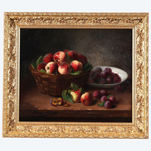 Brunel de NEUVILLE, 81 cm, Still life with fruits, French School