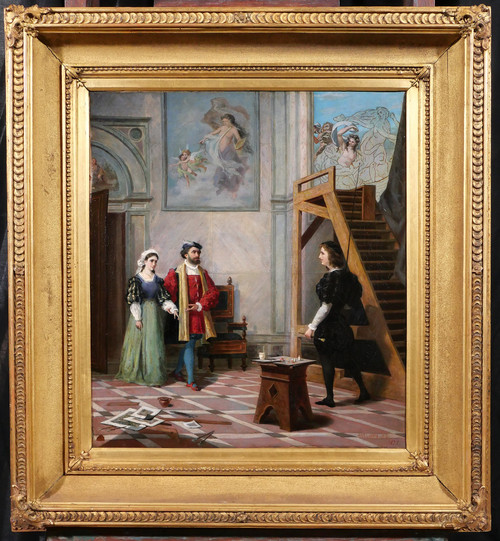 Pio Ludovico BARLAFFA, Il pittore Raffaello e la Fornarina nel suo studio, dipinto, 1872