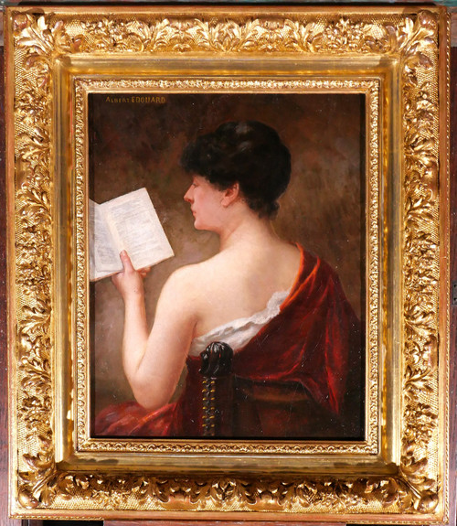 Albert-Jules EDOUARD 1845-1919 Frau von hinten, die ein Buch liest, Gemälde, Jugendstil, Porträt