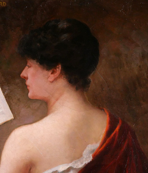 Albert-Jules EDOUARD 1845-1919 Frau von hinten, die ein Buch liest, Gemälde, Jugendstil, Porträt