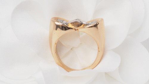 Knotenring aus den 1940er Jahren aus Roségold und Diamanten