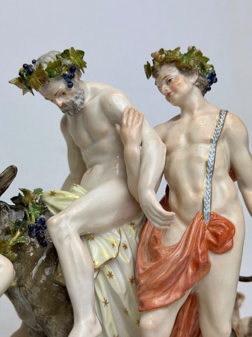 Meissen - Gruppo in porcellana Sileno su asino