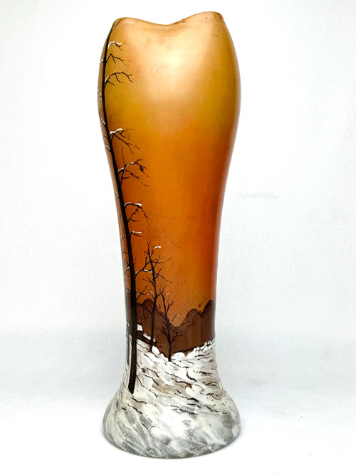 Legras vase décor paysage enneigée