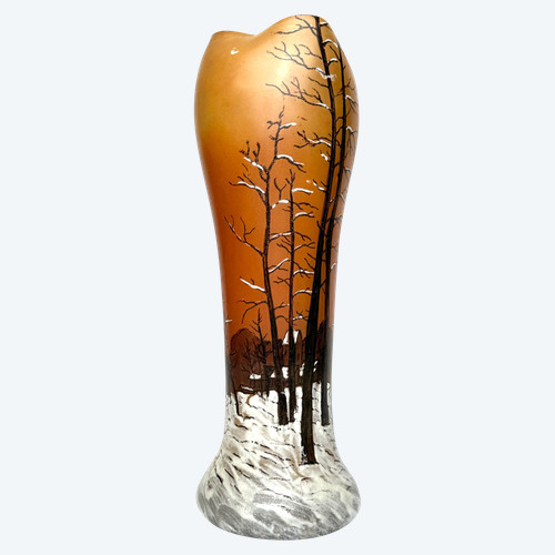 Legras vase décor paysage enneigée