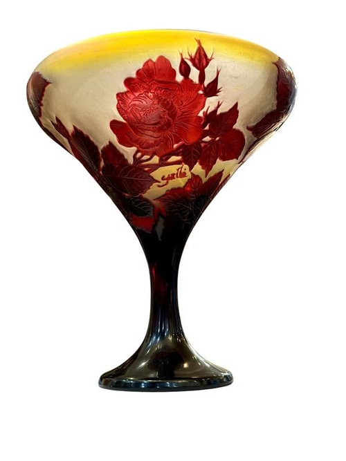 Emile Gallé Coupe "Roses Trémières"