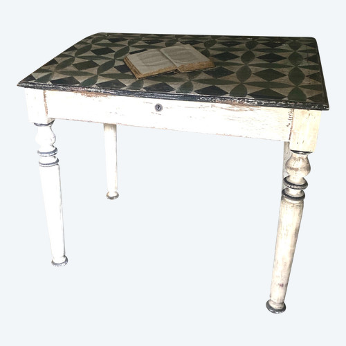 Bureau table à pente datant du 19e siècle patine 