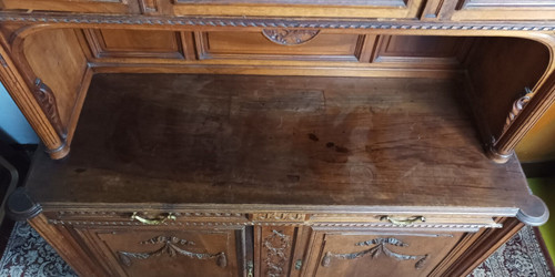 Credenza a due corpi Luigi XVI stampata in noce
