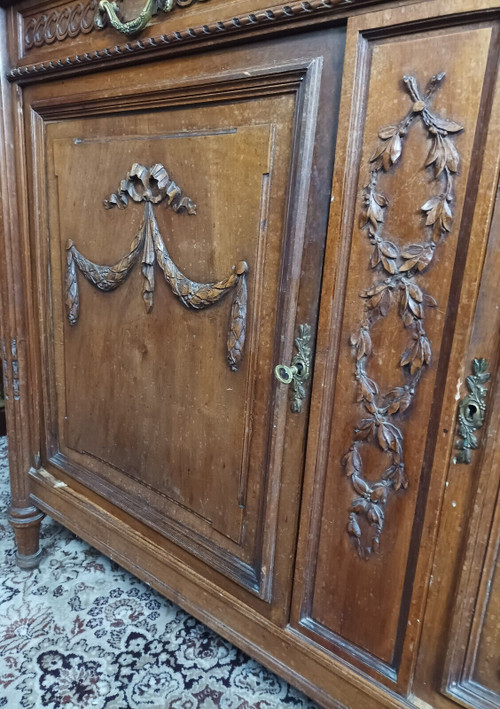 Credenza a due corpi Luigi XVI stampata in noce