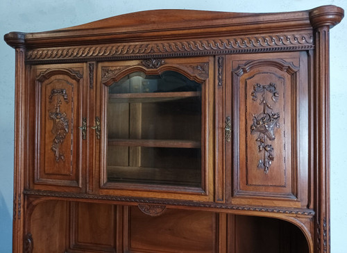 Credenza a due corpi Luigi XVI stampata in noce