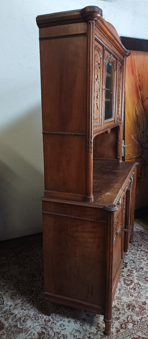 Credenza a due corpi Luigi XVI stampata in noce