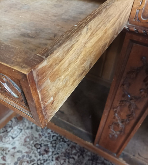 Credenza a due corpi Luigi XVI stampata in noce